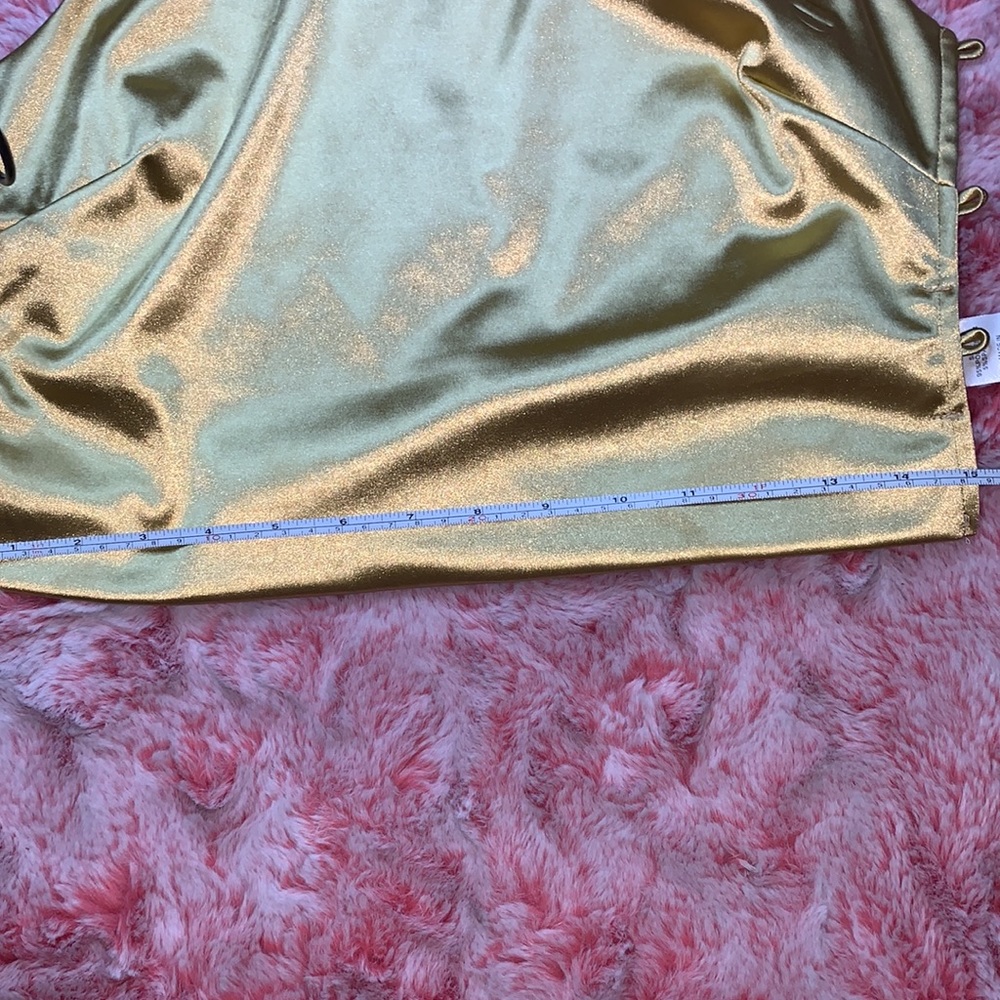 ‼️SOLD‼️ Better Be Metallic Gold Tie Back Crop Top Size Small for Women - Picture 8 of 10
